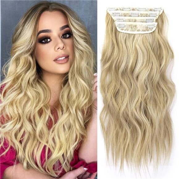 4PCS Clip in Hair Extensions, Blonde